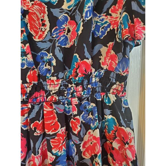 Candi Jones Vintage 80's Floral Ruffled Vibrant Short Sleeve Midi Dress Sz 9/10 - Picture 12 of 13